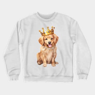 Watercolor Golden Retriever Dog Wearing a Crown Crewneck Sweatshirt